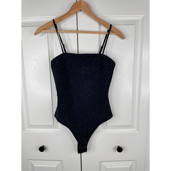 Women's Garage Black Sparkly Buttoned Bottom Tank Top Size Small - Picture 3 of 8